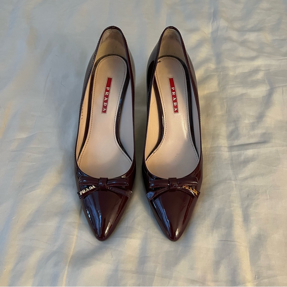 Prada Patent Leather Bow Pumps